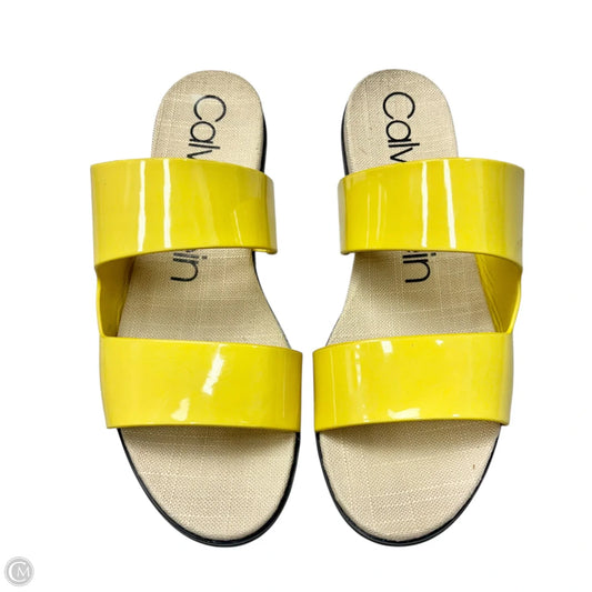 Sandals Flats By Calvin Klein In Yellow, Size: 10