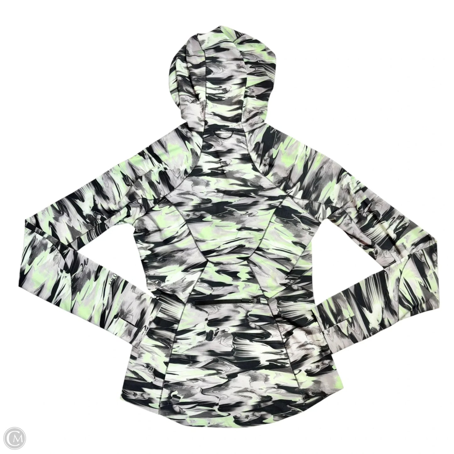 Athletic Jacket By Lululemon In Black & Green, Size: S