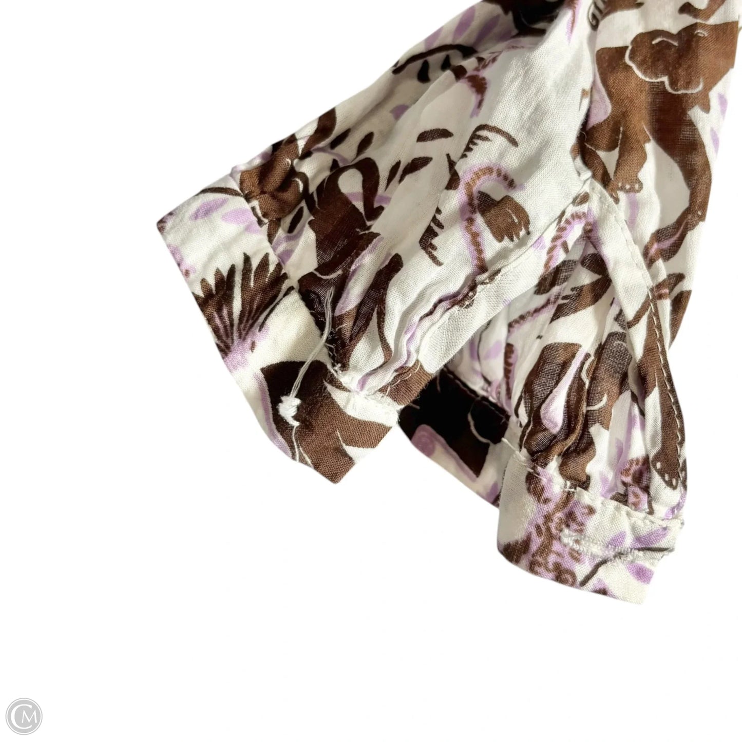 Top Long Sleeve Designer By Tory Burch In Brown & White, Size: S