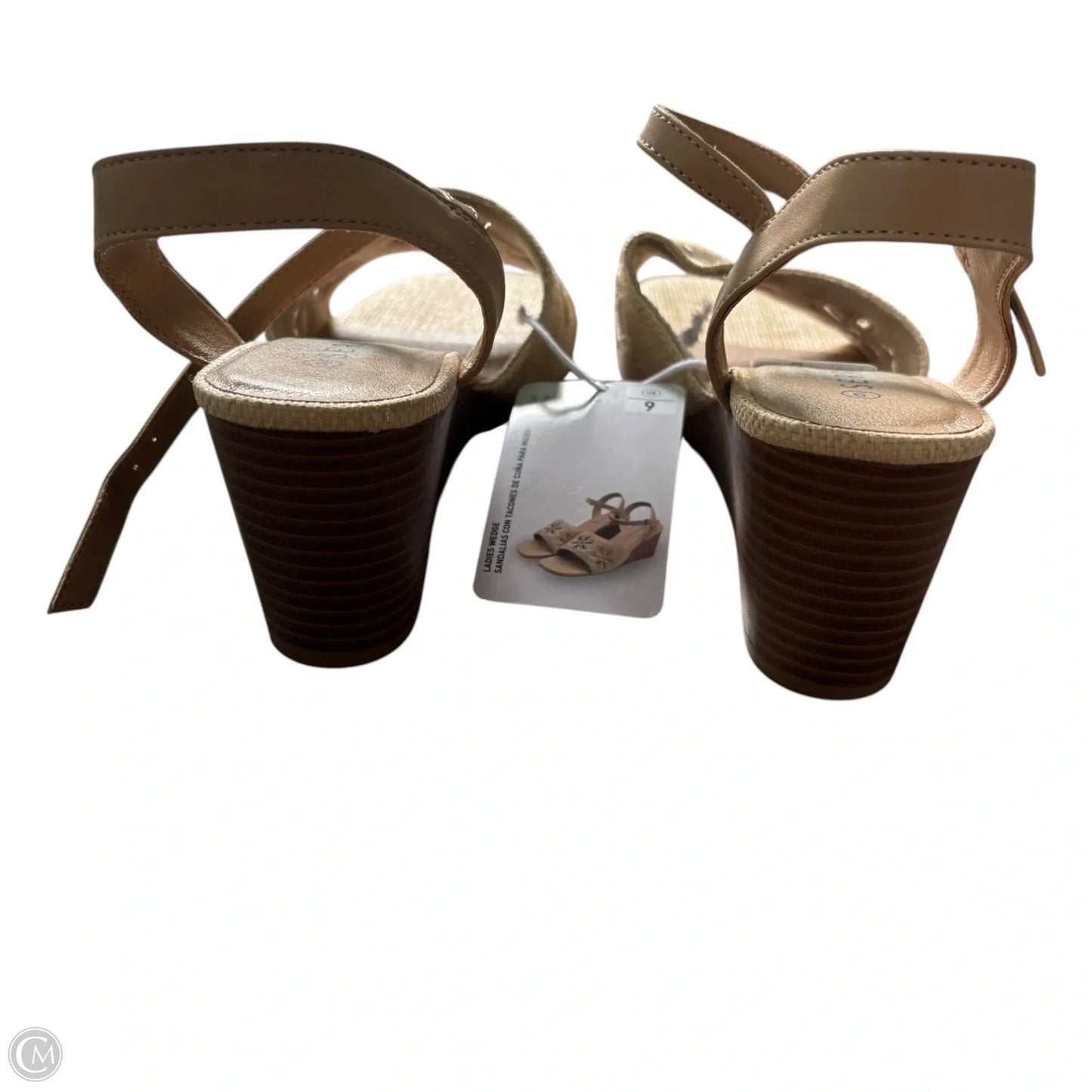 Sandals Heels Wedge By Serra In Tan, Size: 9