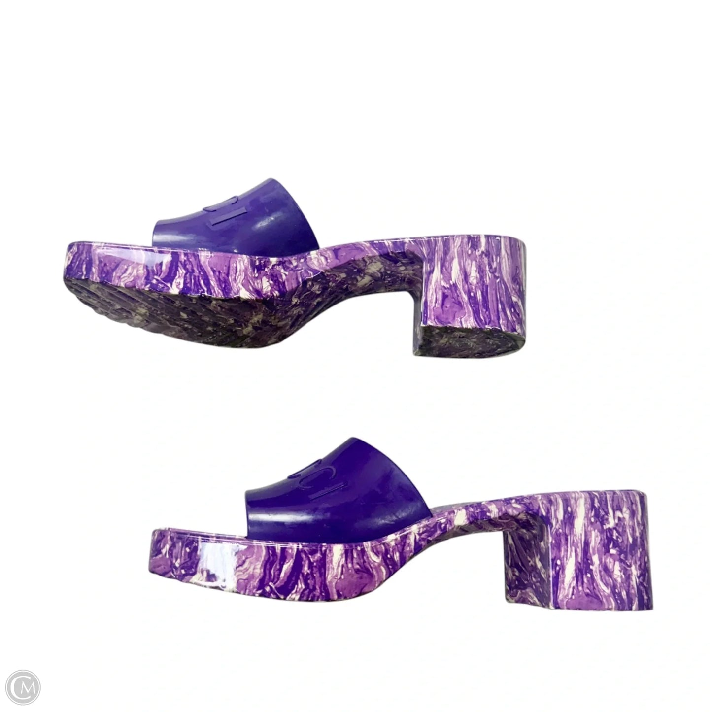 Shoes Luxury Designer By Gucci In Purple, Size: 8.5