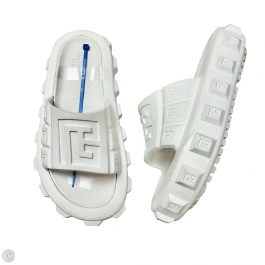 Sandals Luxury Designer By Balmain In White, Size: 6