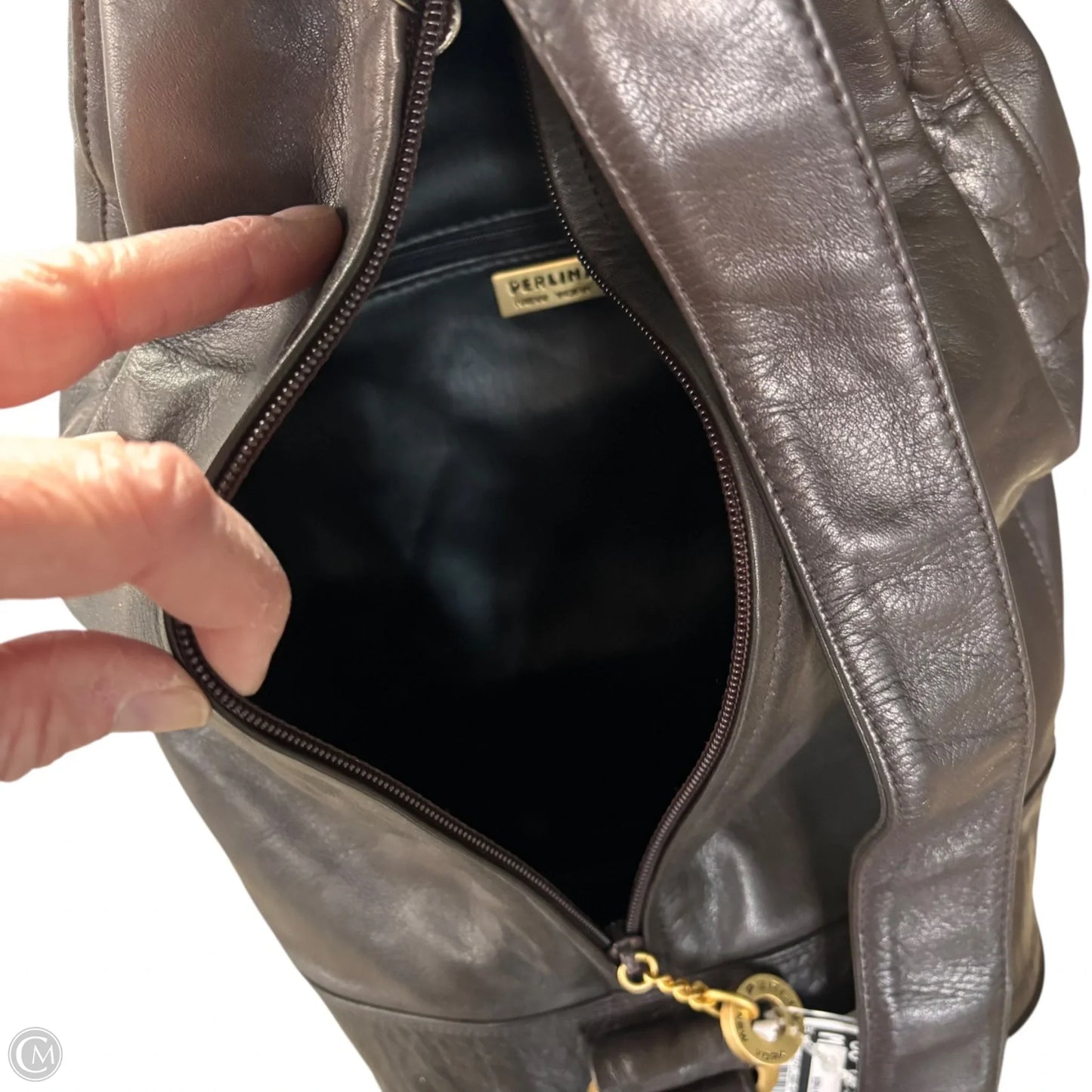 Crossbody Leather By Perlina, Size: Large