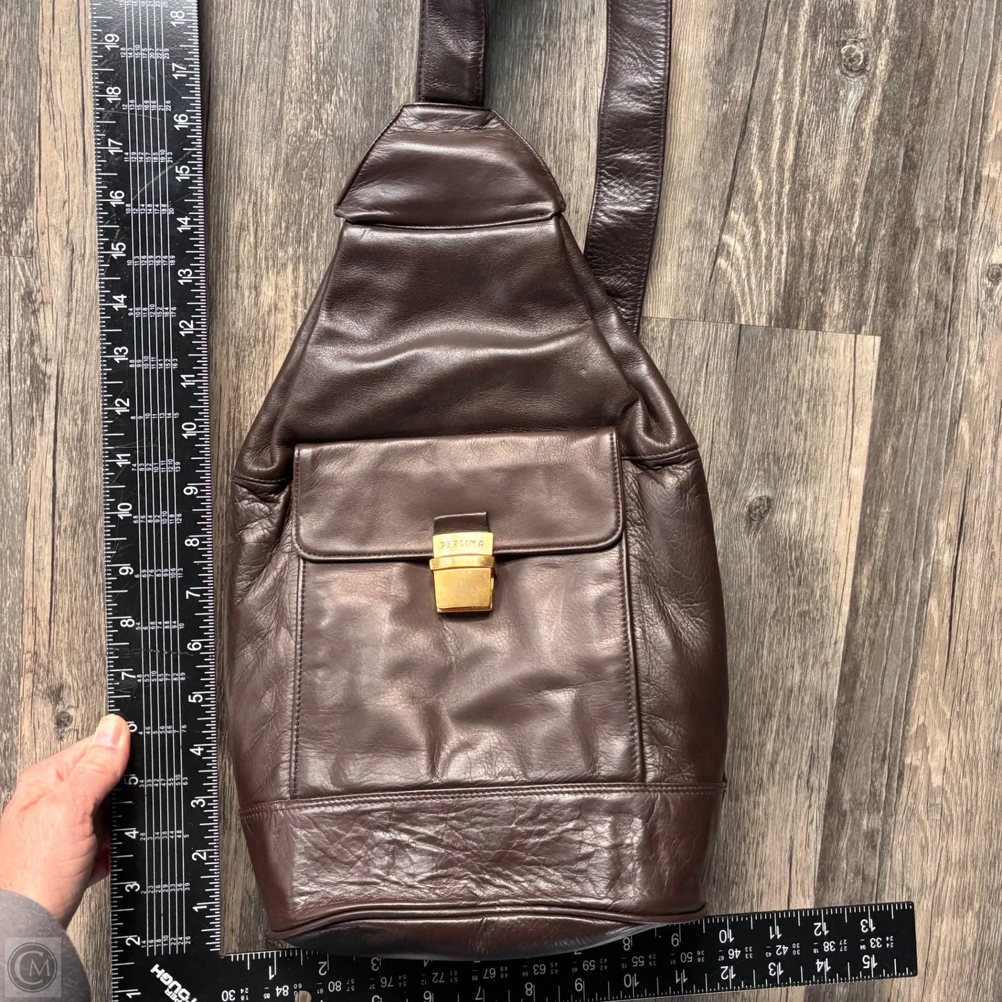 Crossbody Leather By Perlina, Size: Large