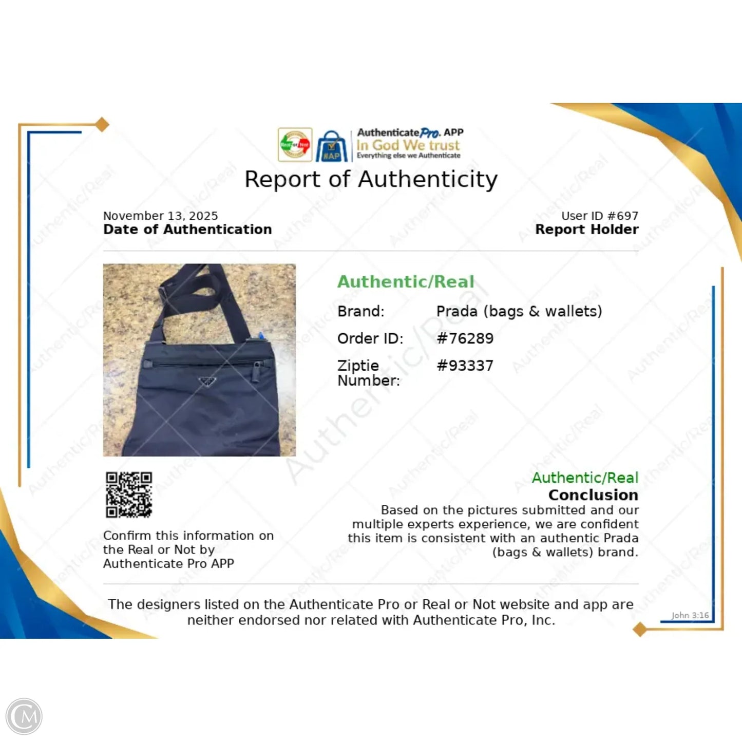 Crossbody Luxury Designer By Prada, Size: Large