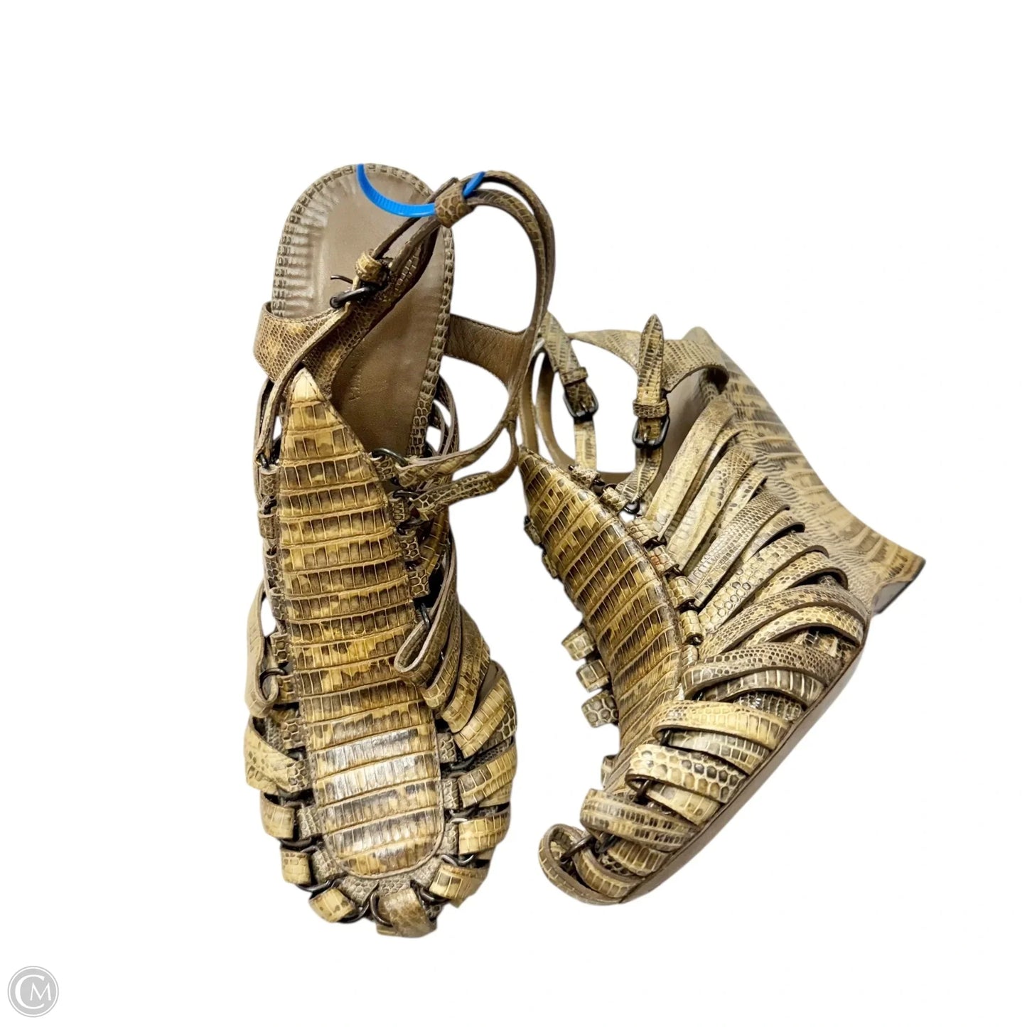 Sandals Luxury Designer By Bottega Veneta In Snakeskin Print, Size: 6.5