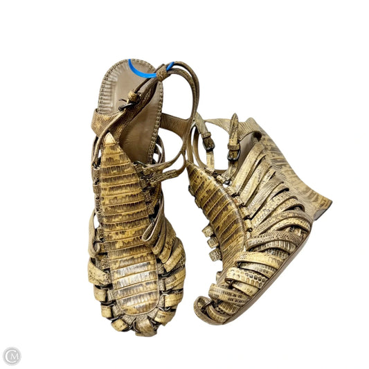 Sandals Luxury Designer By Bottega Veneta In Snakeskin Print, Size: 6.5