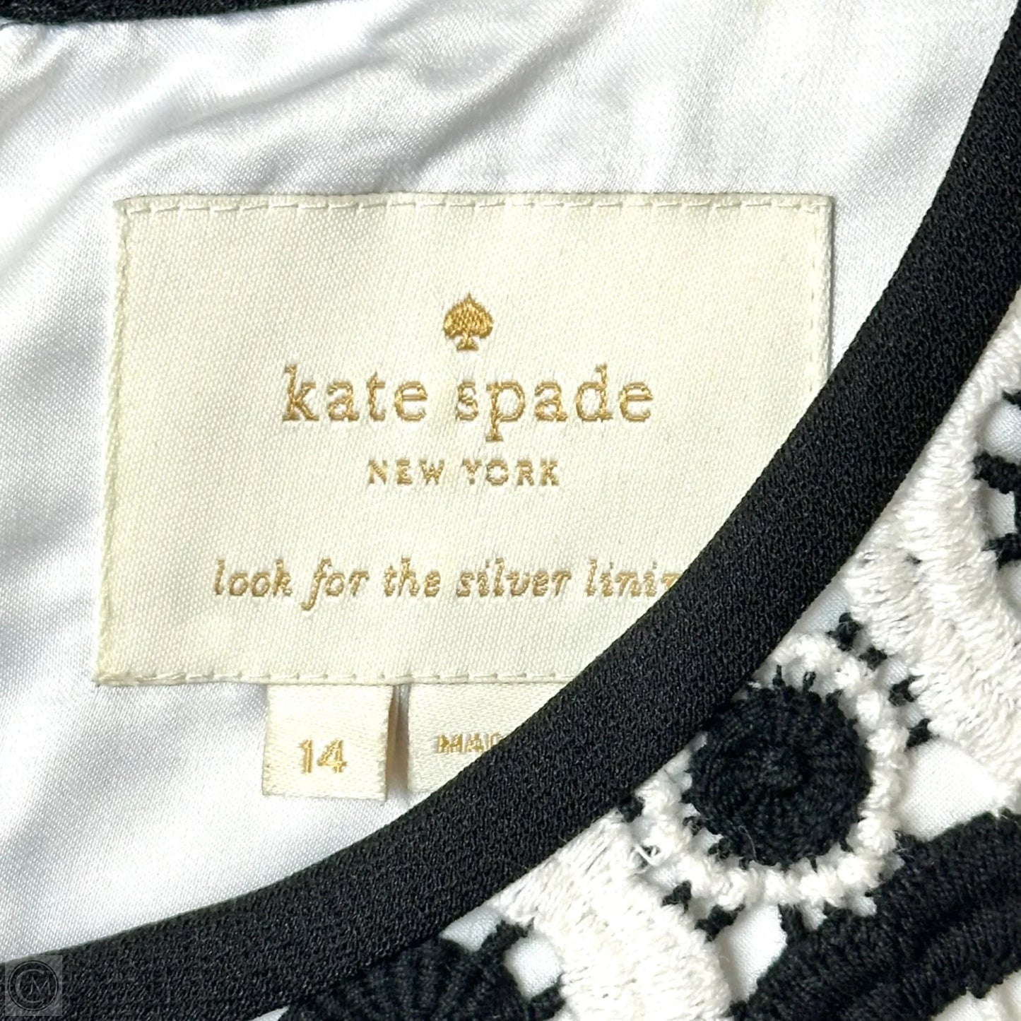 Dress Designer By Kate Spade In Black & White, Size: 14