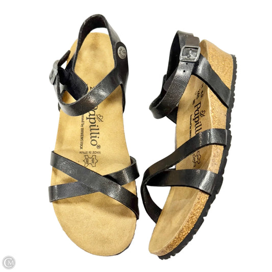 Sandals Heels Wedge By Birkenstock In Black, Size: 7