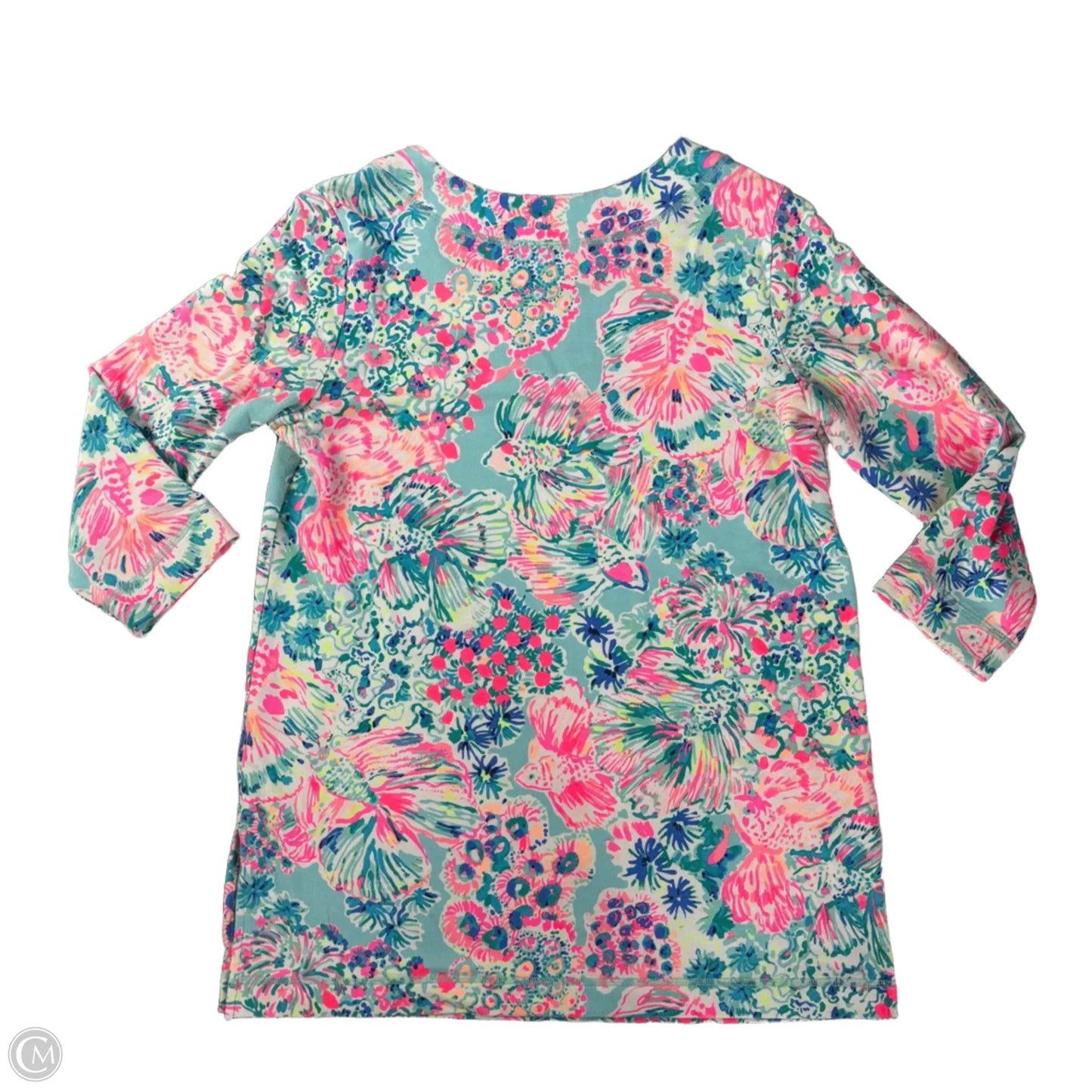 Top 3/4 Sleeve Designer By Lilly Pulitzer In Blue & Pink, Size: S
