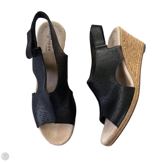 Sandals Heels Wedge By Clarks In Black, Size: 9