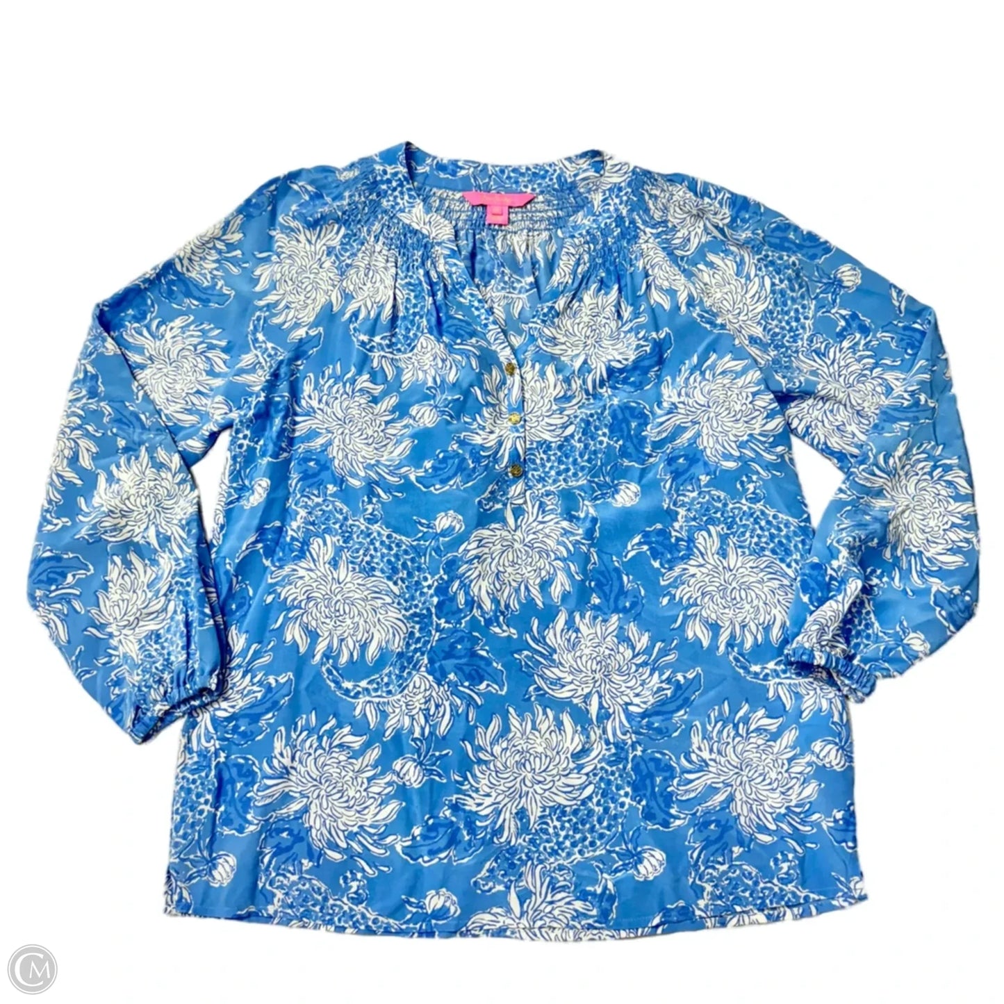 Top Long Sleeve Designer By Lilly Pulitzer In Blue & White, Size: Xs