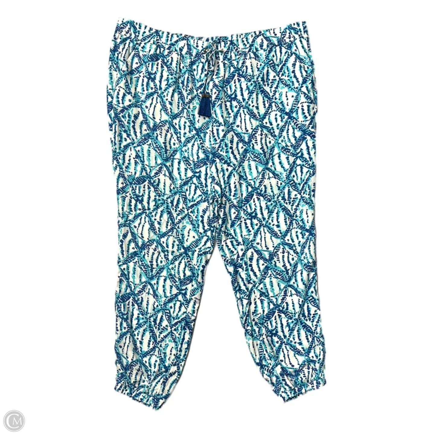 Pants Designer By Lilly Pulitzer In Blue & White, Size: Xl