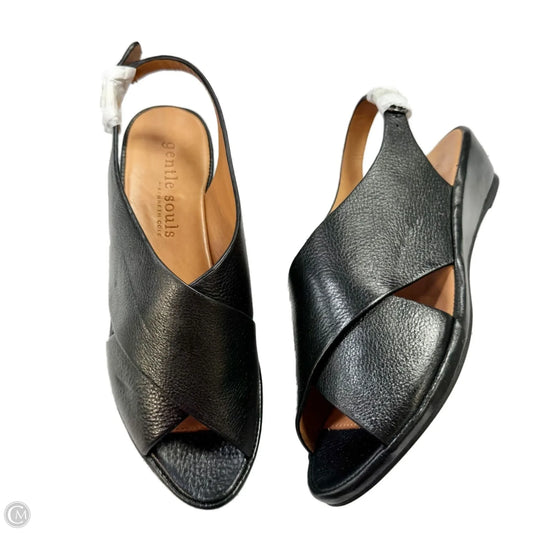 Sandals Heels Wedge By Gentle Souls In Black, Size: 7.5