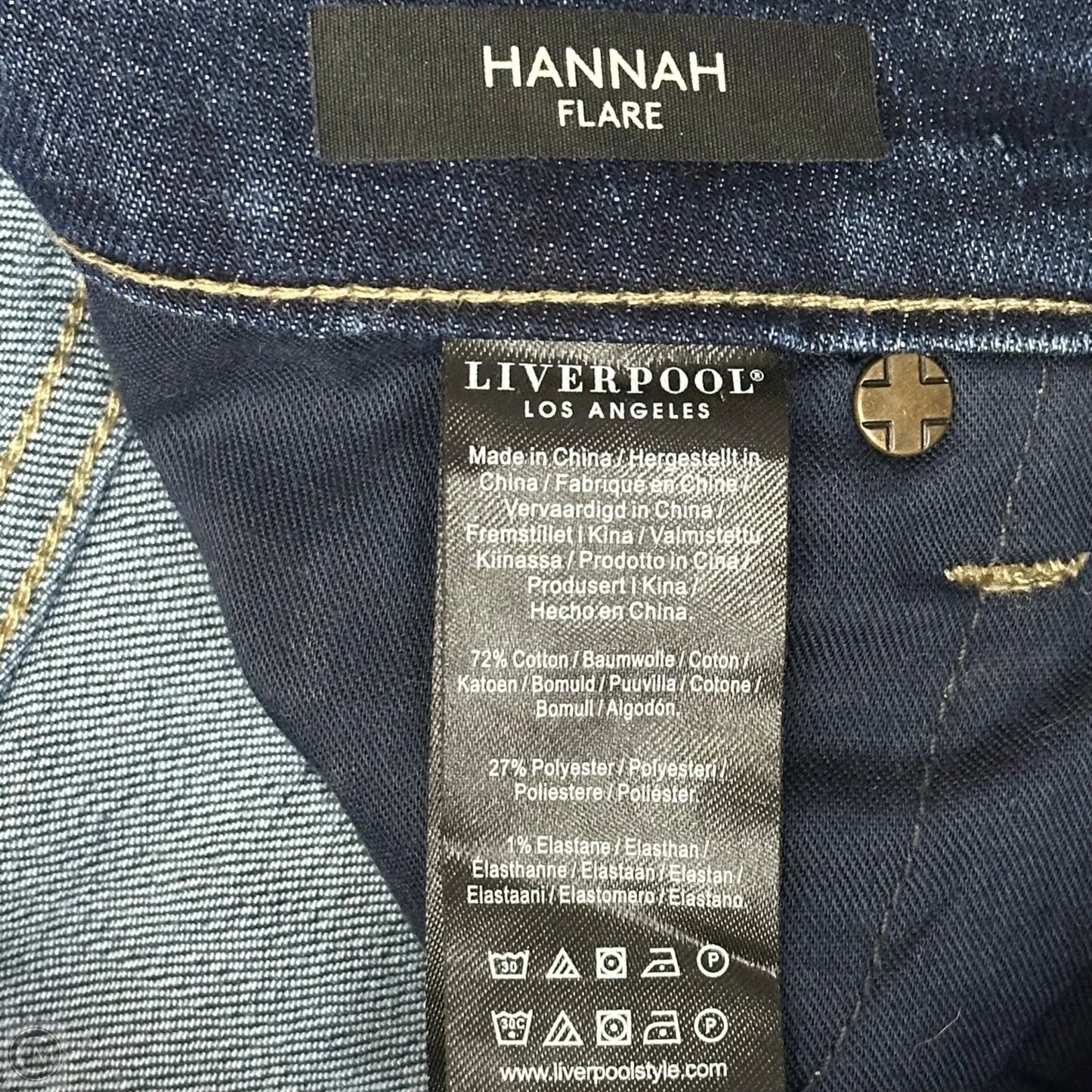 Jeans Flared By Liverpool In Blue Denim, Size: 6