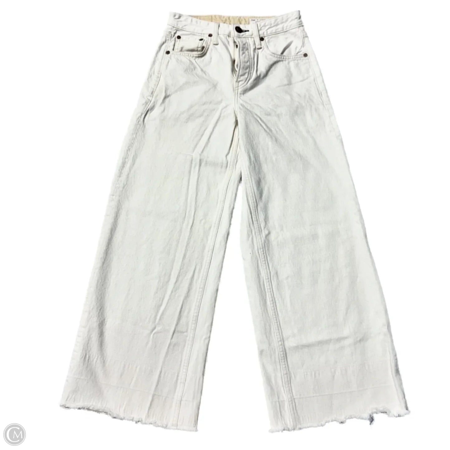Jeans Wide Leg By Rag And Bone In Cream Denim, Size: 0