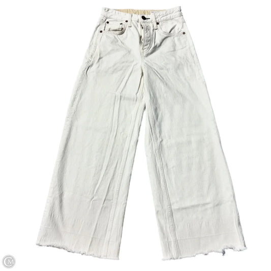 Jeans Wide Leg By Rag And Bone In Cream Denim, Size: 0