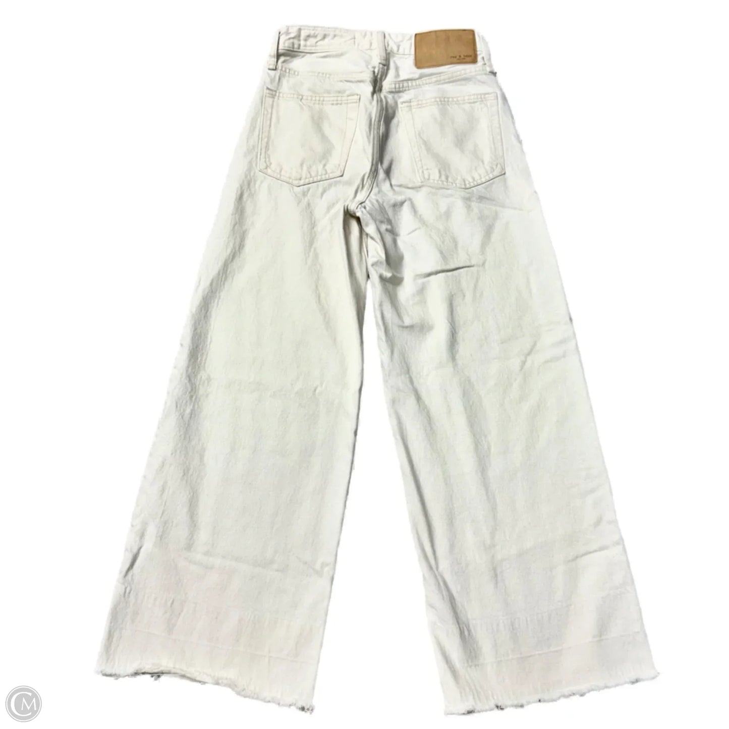 Jeans Wide Leg By Rag And Bone In Cream Denim, Size: 0