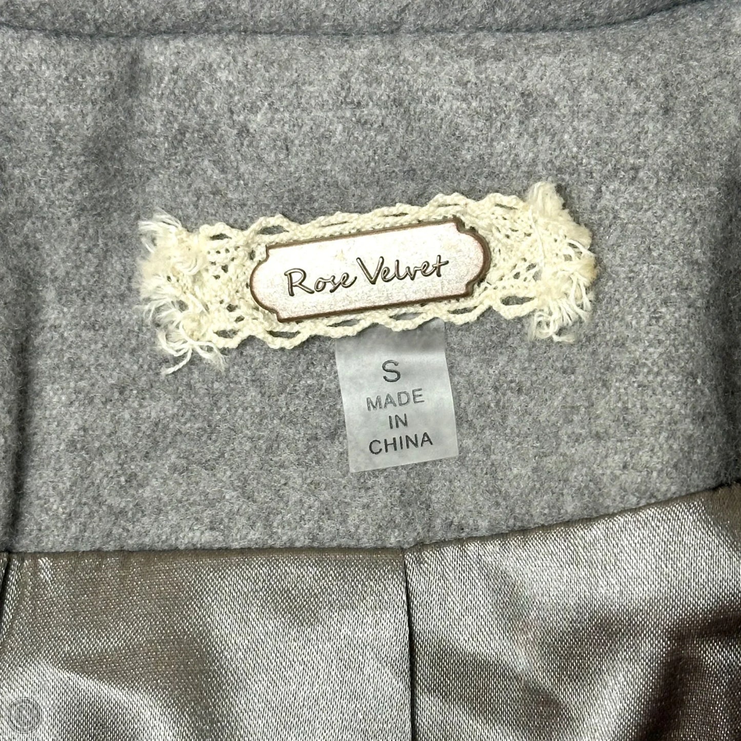 Coat Trench Coat By Rose Velvet, In Grey, Size: S