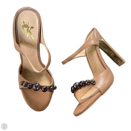 Sandals Heels Stiletto By Krown Kouture In Tan, Size: 7.5