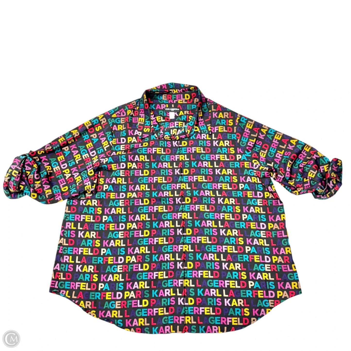 Top 3/4 Sleeve Designer By Karl Lagerfeld In Multi-colored, Size: 2x