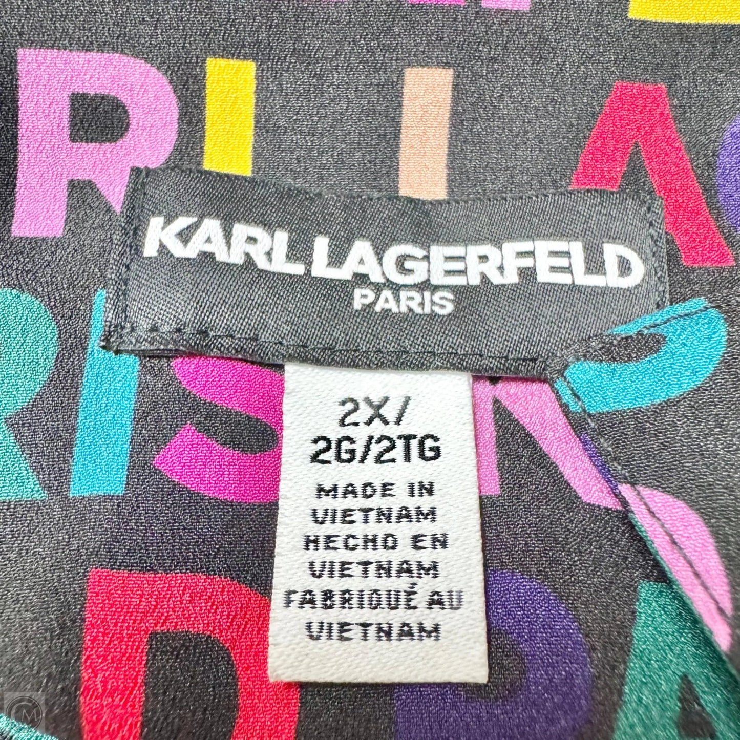 Top 3/4 Sleeve Designer By Karl Lagerfeld In Multi-colored, Size: 2x