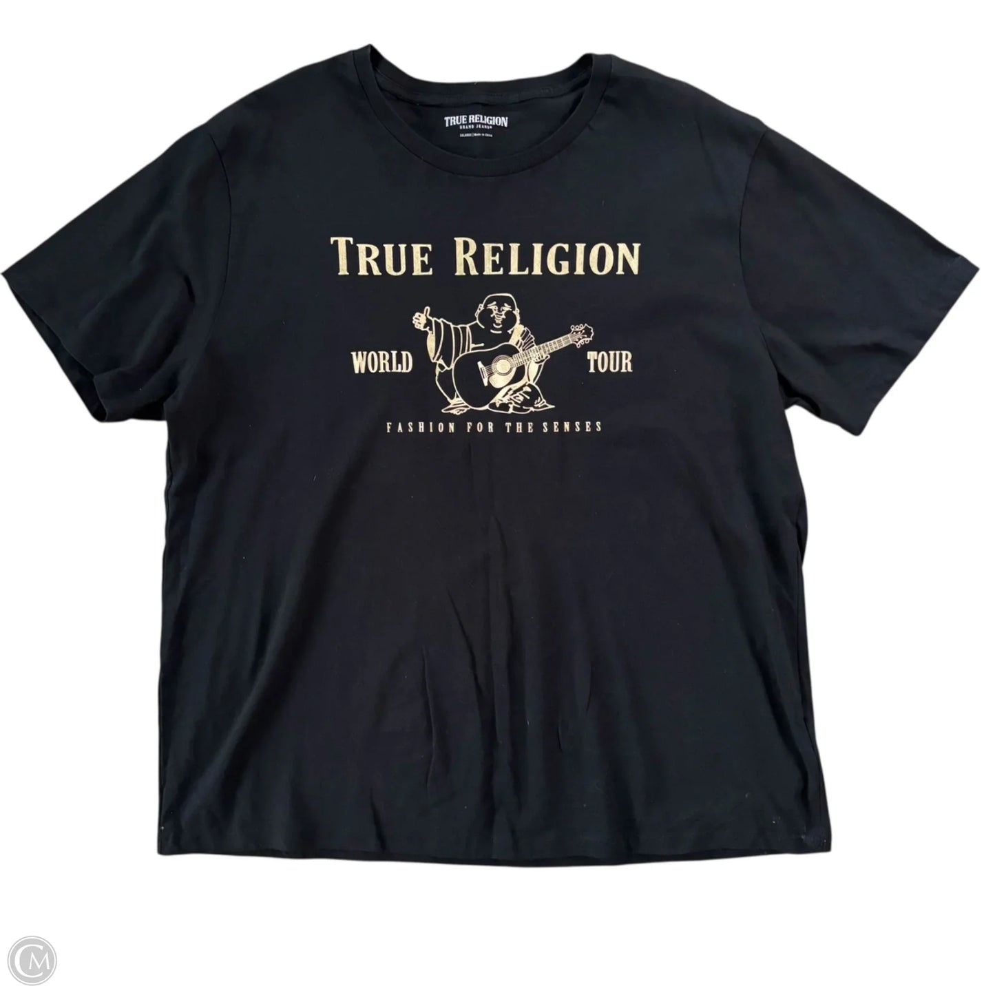 Top Short Sleeve By True Religion In Black & Gold, Size: 3x