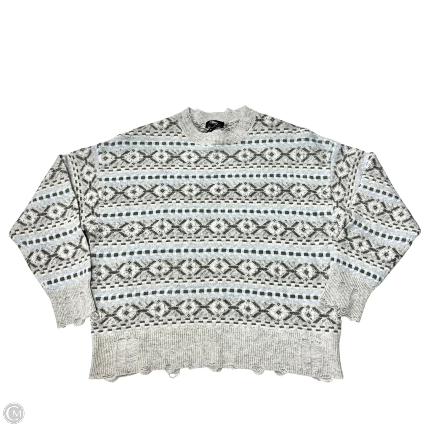 Sweater Cashmere By Aqua In Blue & Grey, Size: Xs