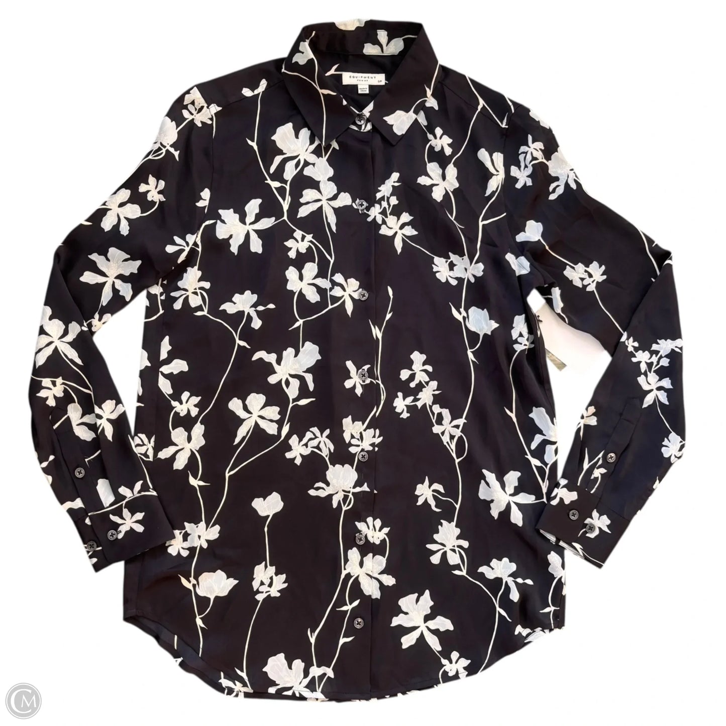 Blouse Long Sleeve By Equipment In Floral Print, Size: S