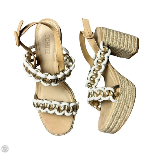 Sandals Heels Platform By Schutz In Black & Cream, Size: 9.5