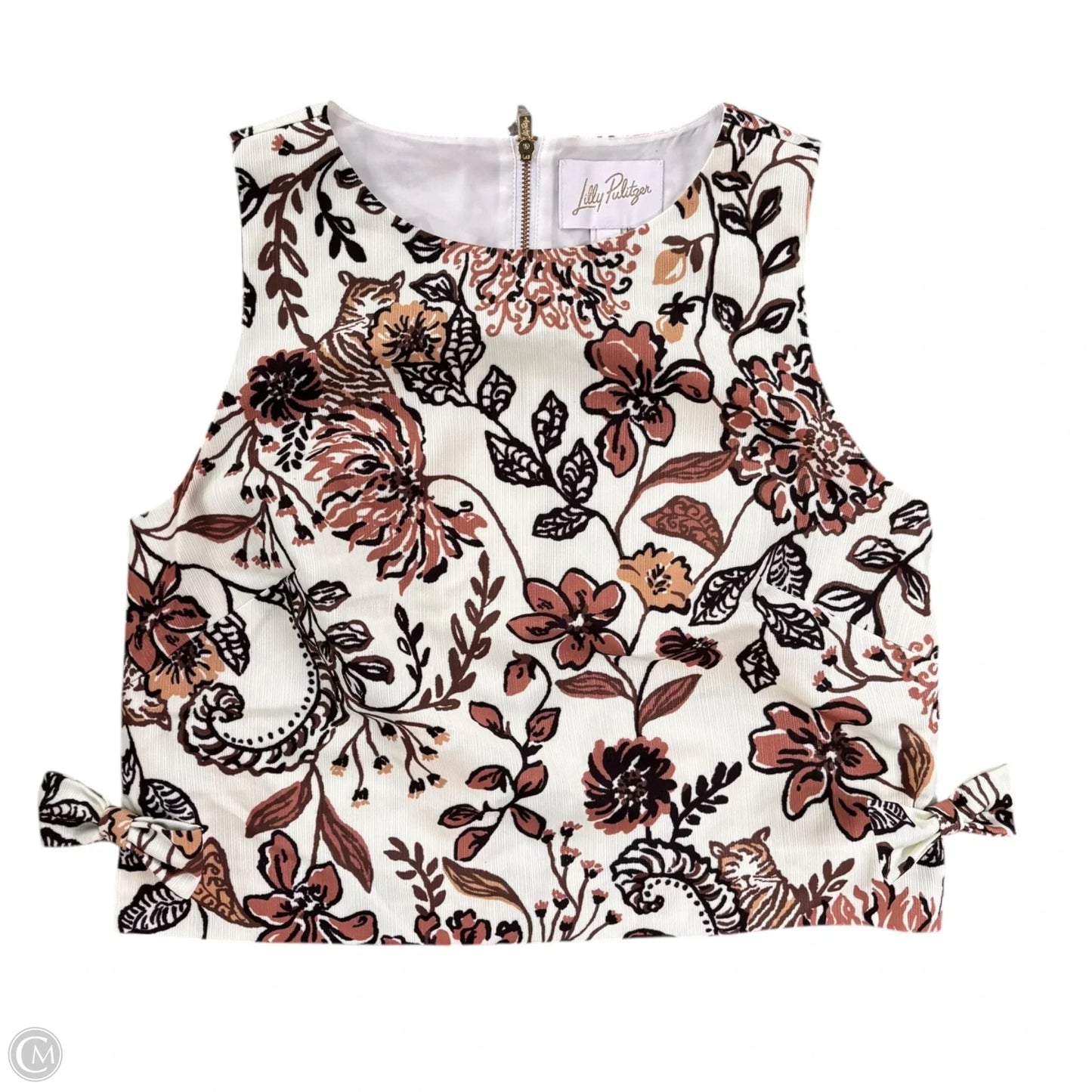 Top Sleeveless Designer By Lilly Pulitzer In Brown & White, Size: S