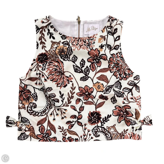 Top Sleeveless Designer By Lilly Pulitzer In Brown & White, Size: S