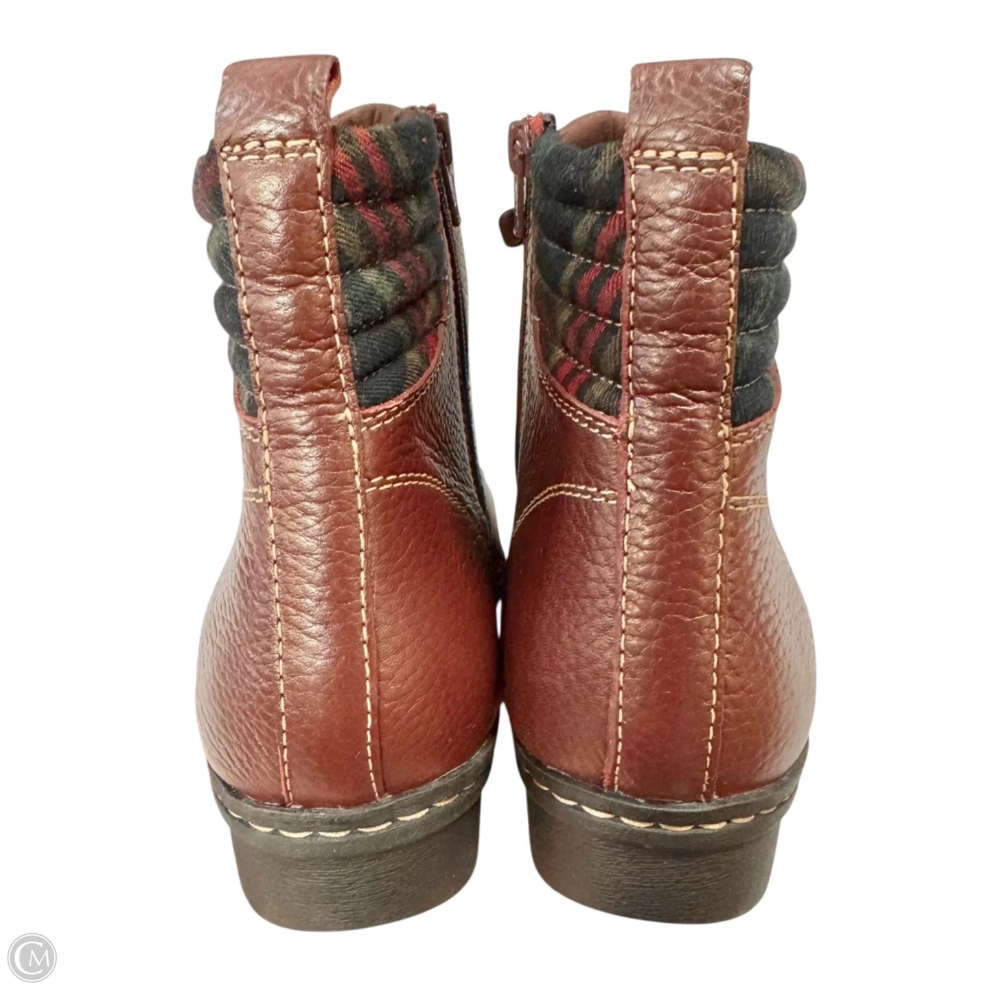 Boots Leather By Clarks In Maroon, Size: 10