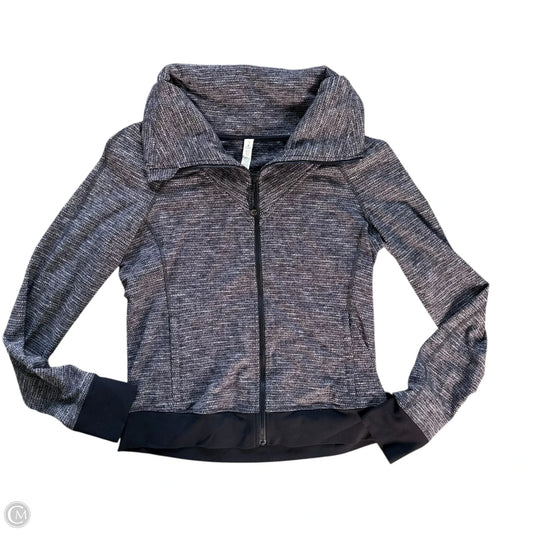 Athletic Jacket By Lululemon In Black & Grey, Size: L