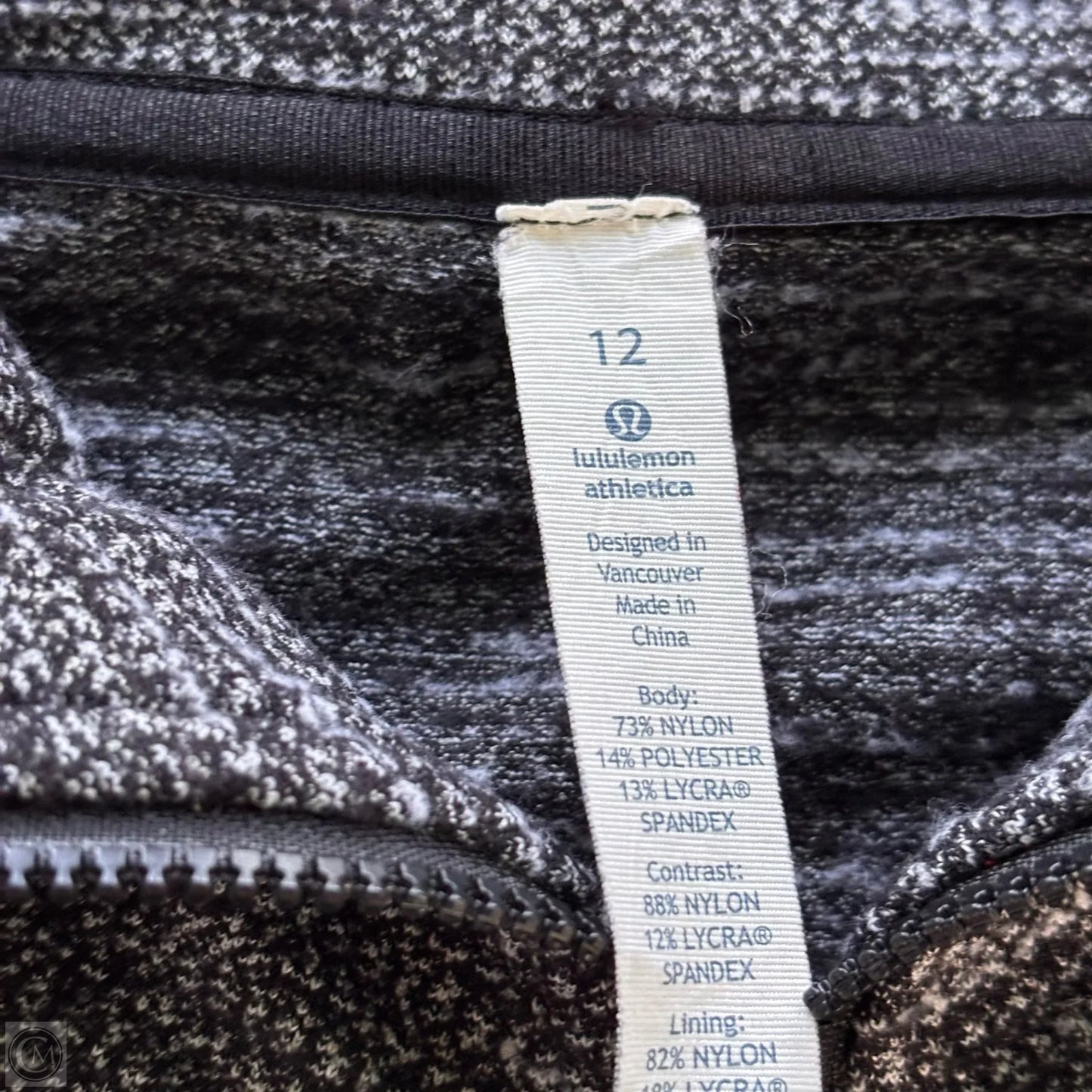 Athletic Jacket By Lululemon In Black & Grey, Size: L