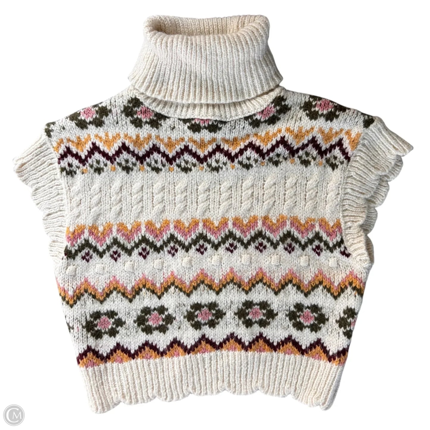 Sweater Short Sleeve By Zara In Cream, Size: S
