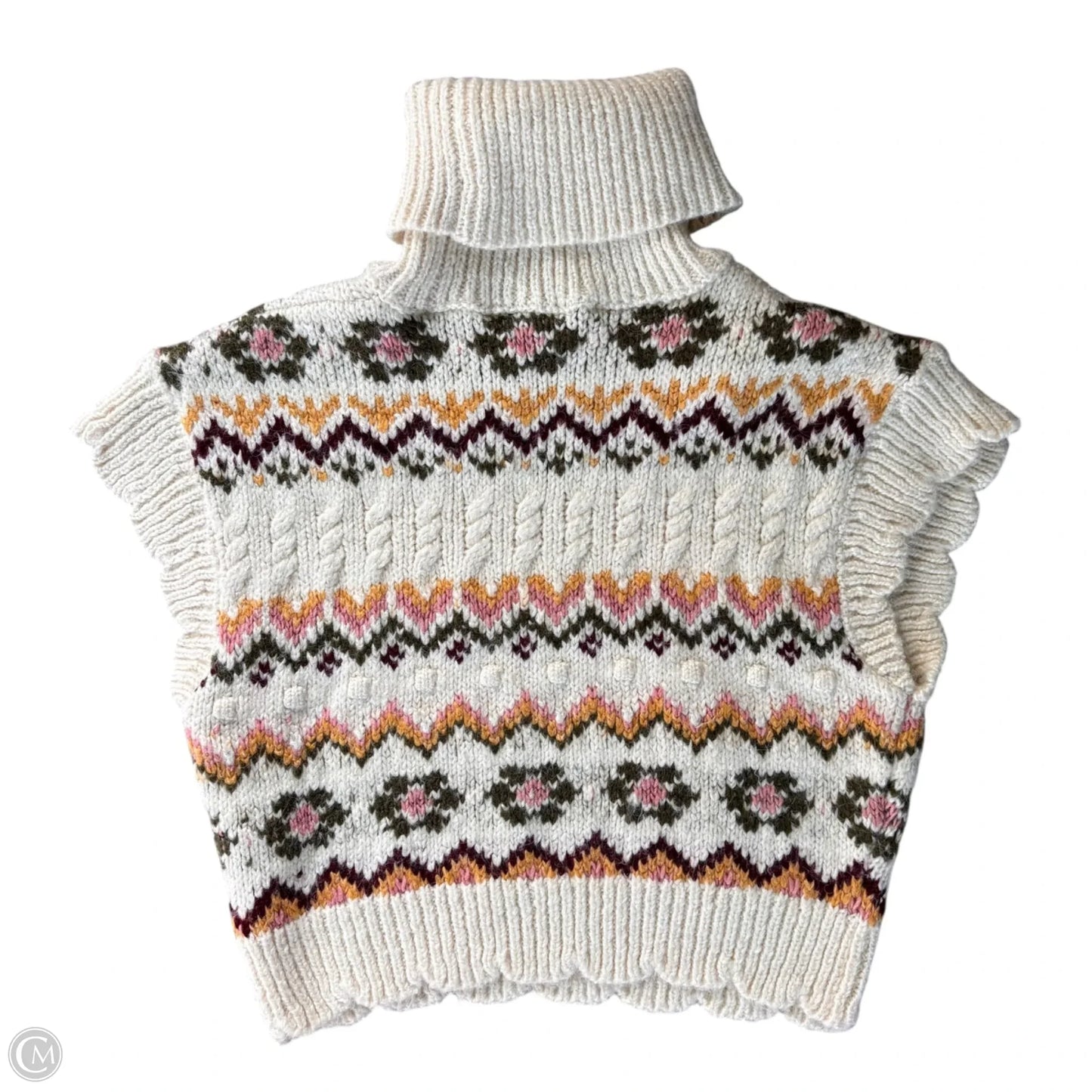 Sweater Short Sleeve By Zara In Cream, Size: S