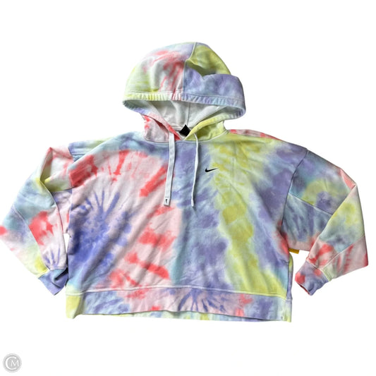 Athletic Sweatshirt Hoodie By Nike Apparel In Tie Dye Print, Size: L
