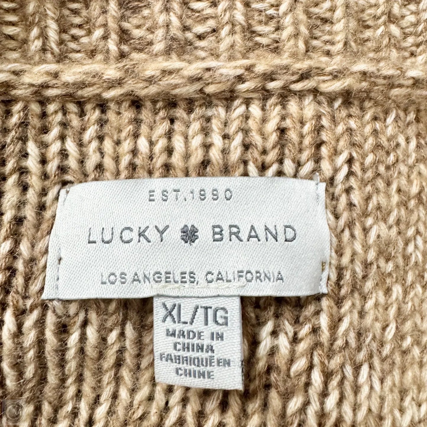 Sweater Cardigan By Lucky Brand In Brown, Size: Xl