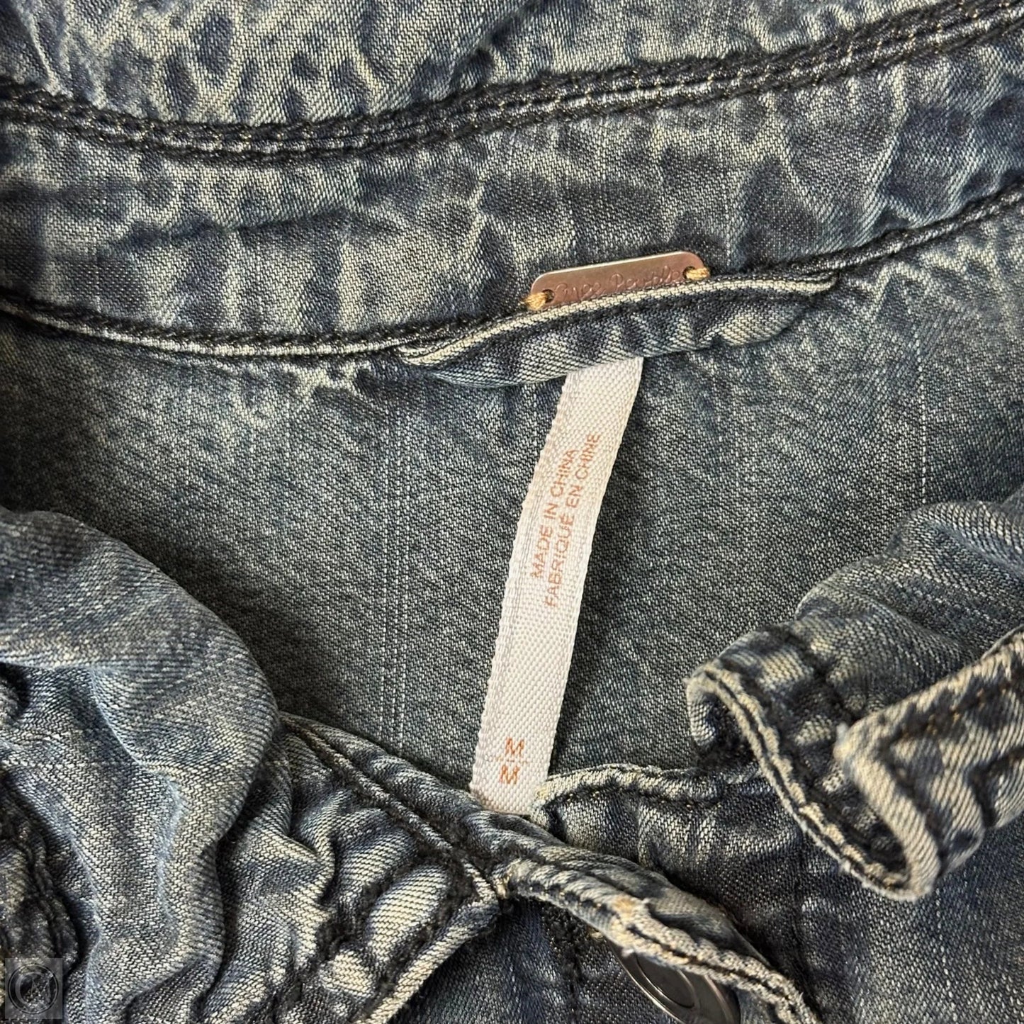 Jacket Shirt By Free People In Blue Denim, Size: M