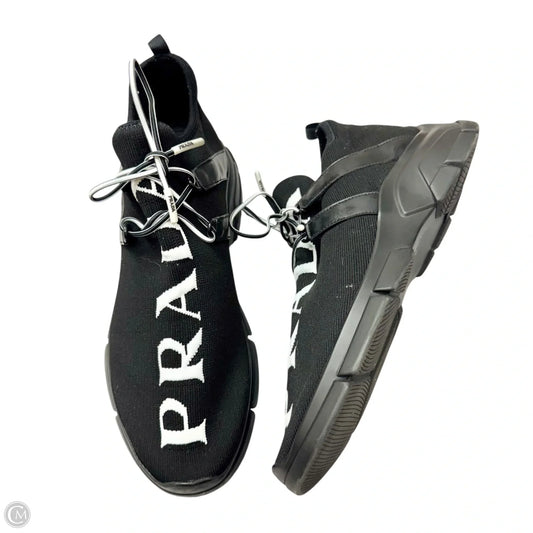 Shoes Luxury Designer By Prada In Black & White, Size: 9