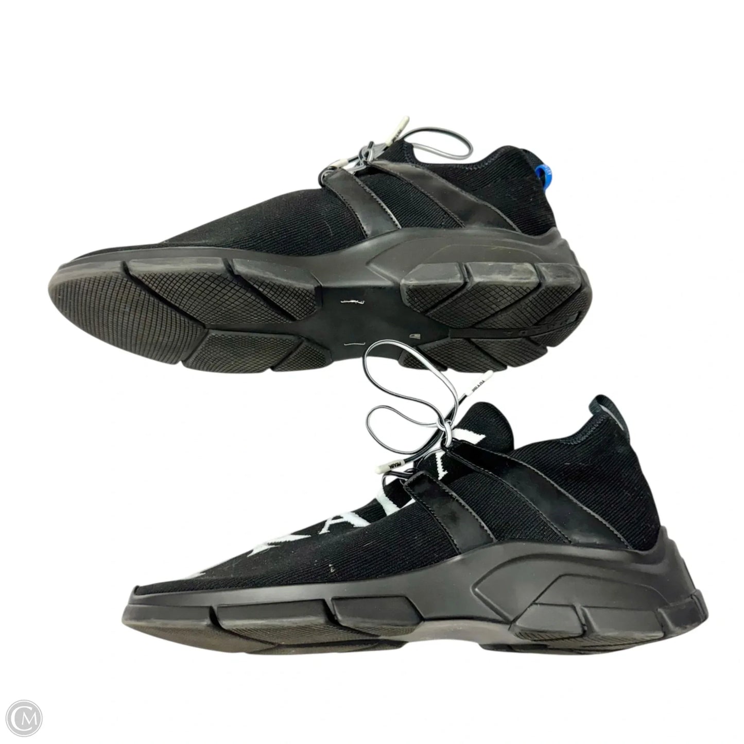 Shoes Luxury Designer By Prada In Black & White, Size: 9