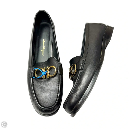 Shoes Luxury Designer By Ferragamo In Black, Size: 9