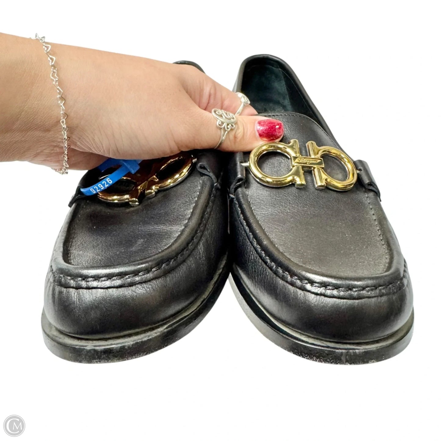 Shoes Luxury Designer By Ferragamo In Black, Size: 9