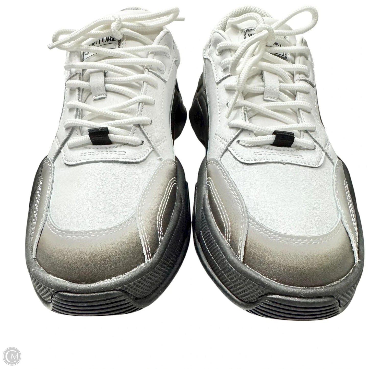 Shoes Luxury Designer By Versace In Black & White, Size: 8.5