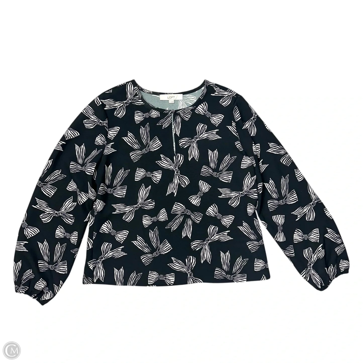 Top Long Sleeve By Loft In Black & White, Size: M