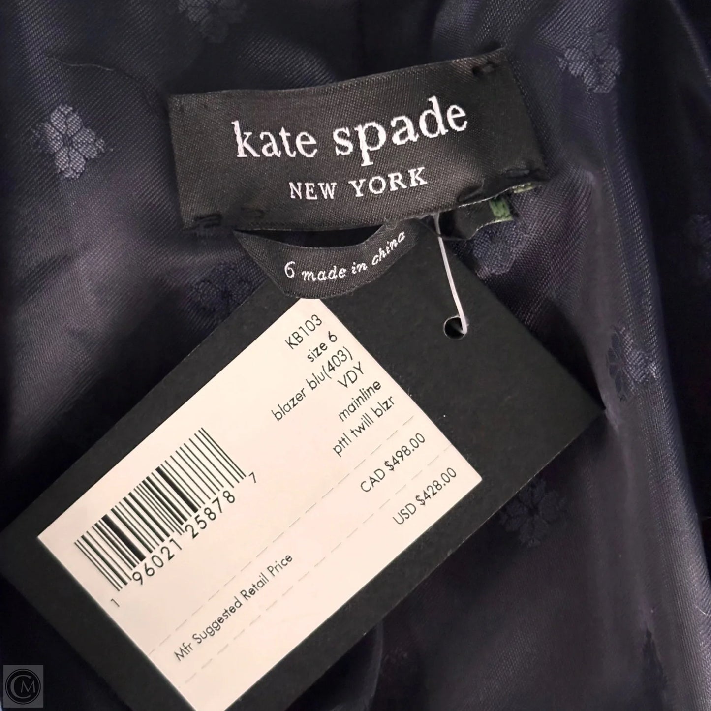 Blazer Designer By Kate Spade In Blue & White, Size: S