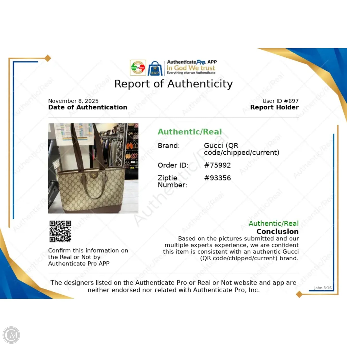 Tote Luxury Designer By Gucci, Size: Medium