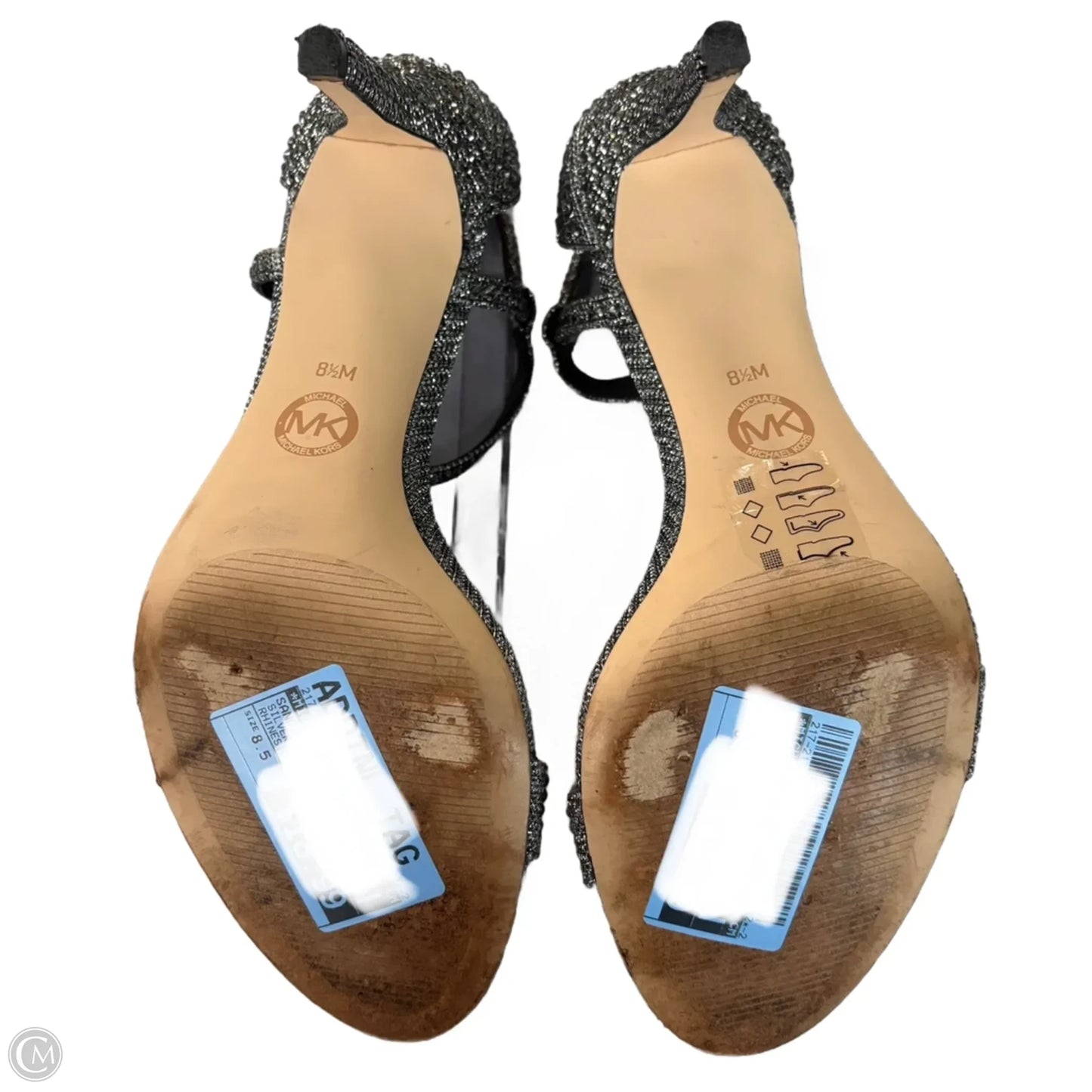 Sandals Heels Stiletto By Michael By Michael Kors In Silver, Size: 8.5