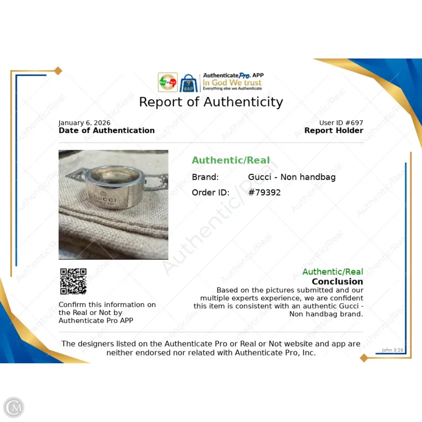 Ring Luxury Designer By Gucci, Size: 7